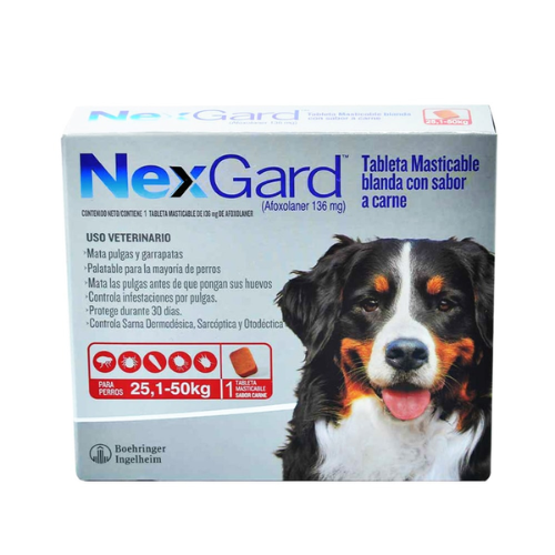 NexGard® Antipulgas para Perros de 25.1 a 50 Kg.