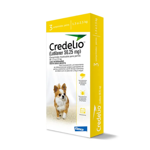Credelio Anti Pulgas Y Garrapatas 1.3 - 2.5kg x 3 Tabletas