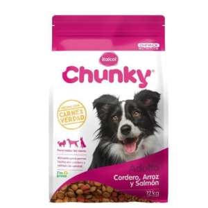 Chunky® Perros Adultos. Cordero, arroz y salmón. 12 kg.